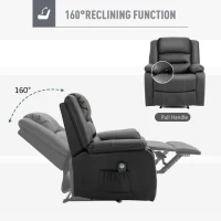 HOMCOM Vibrating Massage PU Leather Recliner Chair, Footrest with Remote Control, and 8 Massaging Points, Black(m-5)