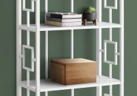 Monarch 62" H Transitional Decorative Metal 4-Tier Corner Etagere Bookcase - White / White Metal(m-3)