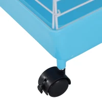PawHut 40” Steel Plastic Small Animal Pet Cage Kit with Wheels - Blue and White(m-13)