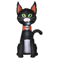 HOMCOM 4.1 ft Inflatable Halloween Black Cat,  Outdoor LED Lighted Yard Party Decoration, Waterproof(m-1)