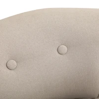 HOMCOM Upholstered Linen Vanity Stool with Curved Thick Padded Backrest, Rubberwood Legs, and Footpads, Beige(m-6)