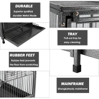 PawHut 22" Bird Carrier Cage Parrot Macaw Travel Cage Portable Elevated Aviary House with Feeding Bowls(m-6)