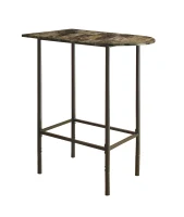 Monarch 36" x 24" Rectangular Space Saver Marble-Look Top Metal Framed Home Bar Height Table - Cappuccino Finish(m-1)