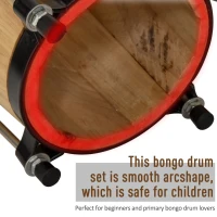 HOMCOM Wooden Bongo Drum Set w/ Sheepskin Drum Head Φ7.75" & Φ7" Drums w/ Tuning Wrench(m-5)