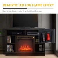 HOMCOM Electric Fireplace TV Stand Console for TV's up to 50", Living Room Storage Cabinet, Entertainment Center with Adjustable Shelves, 6 Cubby Storage and Cable Management, Espresso(m-6)