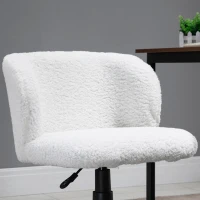 HOMCOM Faux Fur Home Office Chair, Accent Swivel Desk Chair, Makeup Vanity Seat with Adjustable Height, White(m-13)
