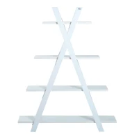 HOMCOM Wooden A Frame Bookshelf 4-tier Ladder Display Shelf Storage Stand Home Furniture White(m-2)