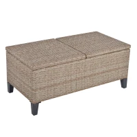 Outsunny Outsunny Rattan Wicker Coffee Side Table with Double Lift Top Design, Large Storage Space, Rust-Fighting Steel Frame for All Weather for Outdoor, Patio, Garden, Backyard, Brown(m-7)