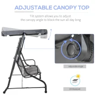 Outsunny 3-Seater Porch Swing Chair Outdoor Patio Bench for Deck with Adjustable Canopy, Padded Sling Fabric Seat(m-4)
