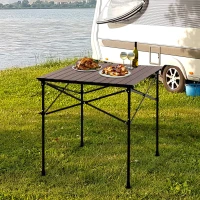 Outsunny Portable Roll-up Aluminum Folding Picnic Table Outdoor Lightweight BBQ Party, with Carrying Bag(m-1)
