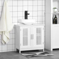 kleankin Bathroom Under Sink Cabinet Vanity Unit with Adjustable Shelf Space Saver, White(m-2)