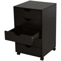 HOMCOM 5 Drawer File Cabinet Storage Organizer Filing Cabinet with Nordic Minimalist Modern Style & Wheels, Brown(m-11)