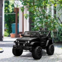 Aosom 12V Battery Powered Kids Ride On Car Off Road Truck Toy w/ Parent Remote, Black(m-11)