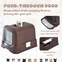 PawHut D31-002 Deluxe Cat Litter Pan, Coffee(m-6)