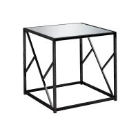 Monarch 22" Minimalist Glam Mirrored Top Metal Frame Accent Side End Table - Black Nickel Finish(m-1)