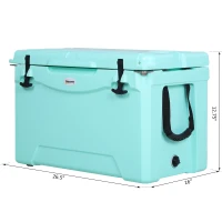 Outsunny 50 Quart Heavy Duty Ice Cooler Outdoor Insulated Cooling Box Easy Portable Cooling Bin Green(m-3)