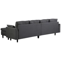 HomCom Elegant 3 Piece Sofa Chaise Lounge Set with Wooden Leg Footstool, & Large Multifunctional Loveseat - Grey(m-9)