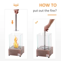 HOMCOM Ethanol Fireplace, 7.75" Tabletop 0.10 Gal Stainless Steel 160 Sq. Ft., Burns up to 2 Hours, Bronze(m-4)