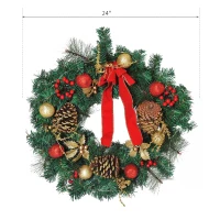 Open Box HOMCOM 2' White LED Artificial Christmas Holiday Door Wreath(m-3)