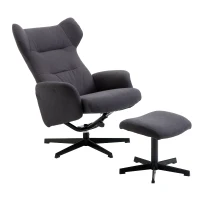 HOMCOM Recliner Ottoman Set Swivel Armchair Lounge Adjustable Backrest Padded Seat Footstool Living Room Grey(m-5)