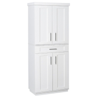 HOMCOM Modern Kitchen Pantry Freestanding Cabinet Cupboard with Doors and Drawer, Adjustable Shelving, White