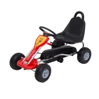 HOMCOM Pedal Go Kart Kids Children Racing Wheel Rider w/ Hand Brake Red Black(m-1)