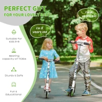 Aosom One-click Folding Kids Kick Scooter w/ Adjustable Handlebar, Push Rider with Kickstand, Dual Brake System, Durable Wheels & Sturdy Bearings, for Boys and Girls, White(m-5)