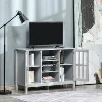 HOMCOM Sideboard, Buffet Cabinet, Coffee Bar Cabinet, Kitchen Cabinet with Storage Shelves, Slatted Framed Doors and Cable Management for Living Room, Gray(m-9)