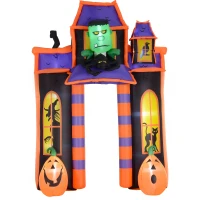 HOMCOM 10’ Halloween Inflatable Archway Indoor Outdoor Decoration - Frankenstein Haunted House(m-1)