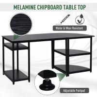 HOMCOM 2 Piece 65" Computer Desk Set Free-Combination Home Office Furniture Black(m-5)