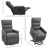 HOMCOM Power Lift Assist Recliner Chair for Elderly with Remote Control, Linen Fabric Upholstery Gray(m-3)