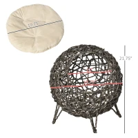 PawHut 20.5" Rattan Cat Bed, Kitten House, Elevated Round Condo for Comfort and Circulation with Cushion, Round Design(m-3)