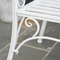 Outsunny Two-Seat Iron Garden Bench Outdoor Metal Patio Loveseat Garden Seat Chair, White(m-9)