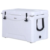 Outsunny 50 Quart Heavy Duty Ice Cooler Outdoor Insulated Cooling Box Easy Portable Cooling Bin White(m-2)