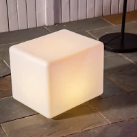 Outsunny 16RGB Colors Rechargeable LED Cube Stool Light with Remote Control & IP54 Waterproofing for Indoor/Outdoor Use(m-2)