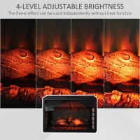 HOMCOM 27" Electric Fireplace Insert, Retro Recessed Fireplace Heater with Realistic Log Flame, Remote Control, and Adjustable Brightness, 1400W, Black(m-7)