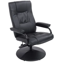 HomCom Ergonomic Faux Leather Lounge Armchair Recliner And Ottoman Set - Black(m-13)