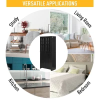 HOMCOM 71" Freestanding Kitchen Pantry Cabinet with Glass Door and Shelves, Tall Cupboard for Dining Room, Living Room, Black(m-7)