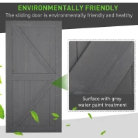 HOMCOM 7' H x 3.5' W Sturdy Sliding Barn Door, Unfinished Solid Spruce Wood Frame with Pre-Drilled Holes - Grey(m-4)