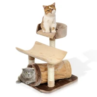 PawHut 29" Cat Tree Scratcher Post Pet Furniture with Tunnel Brown(m-1)
