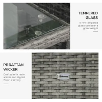 Outsunny 3 Pieces Wicker Patio Furniture Set, Rattan Bistro Set with 2-Tier Coffee Table, Extra Wide Chairs and Cushions, Outdoor Conversation Set for Garden, Porch, Balcony, Grey(m-5)