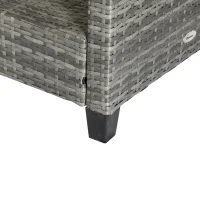 Outsunny 4 Pieces Patio Furniture Sets with Cushions, PE Rattan Wicker Conversation Chairs with Two-Tier Coffee Table for Backyard Porch Garden Poolside and Deck, Charcoal Gray(m-12)