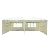 Outsunny 10’x20’ Pop Up Party Tent Outdoor Patio Instant Wedding Canopy Shelter with 4 Side Walls (Cream Grey)(m-2)