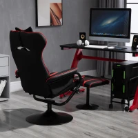 Vinsetto High Back Video Gaming Recliner with Ottoman, Racing Style PC Computer Office Chair, Swivel with Headrest & Lumbar Support, Adjustable Height, Black/Red(m-10)