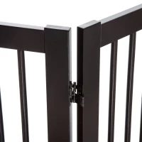 PawHut Free Standing Wooden Pet Gate Indoor Dog Barrier Foldable Step Over Doorway Fence Safety Gate with Open Door Z Shape 4 Panel(m-8)