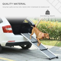 PawHut Telescoping Dog Car Ramp Lightweight Aluminium Alloy Frame Portable with Carry Handle, 28" - 62.5"(m-7)