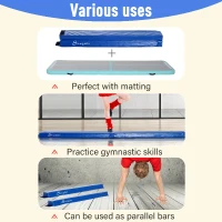 Soozier 8FT Folding Floor Balance Beam Foam Gymnastic Training Low Height Beam for Kids Home Gym Blue(m-4)
