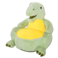 Qaba Animal Kids Character Chair Cartoon Sofa Armrest Chair Cute Dinosaur Stuffed Flannel PP Cotton 22" x 19" x 22" Green(m-9)