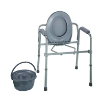 Folding Commode Chair - Adjustable and Lightweight - Folds Easily - Grey(m-3)