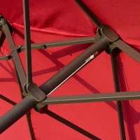 Outsunny Patio Umbrella 15' Steel Rectangular Outdoor Double Sided Market with base, UV Sun Protection & Easy Crank for Deck Pool Patio, Wine Red(m-10)